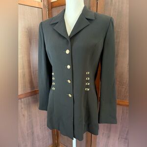 Griffith Gray St John Vintage Women 6 Black Wool Gold Button Corset Jacket